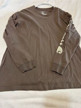 Carhartt Long Sleeve Tee Brown with Light Print on Sleeve